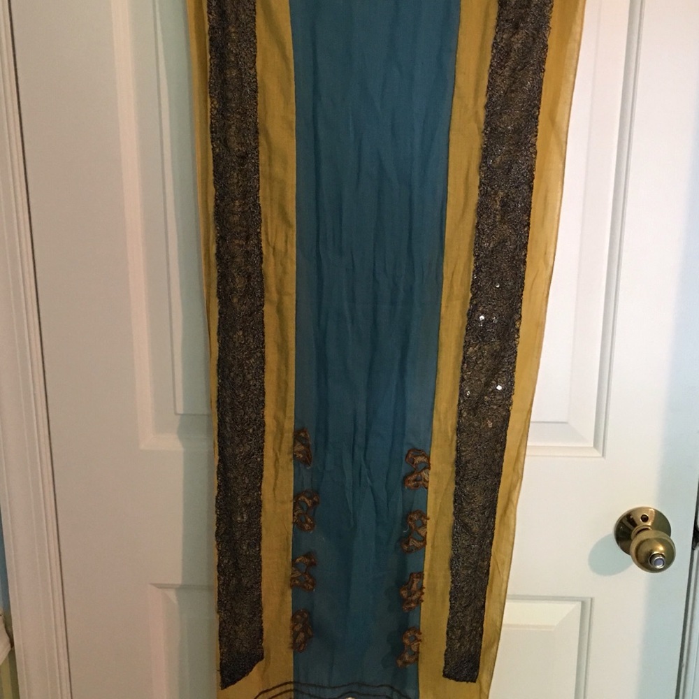 Embellished Cotton Rectangular Scarf - image 1